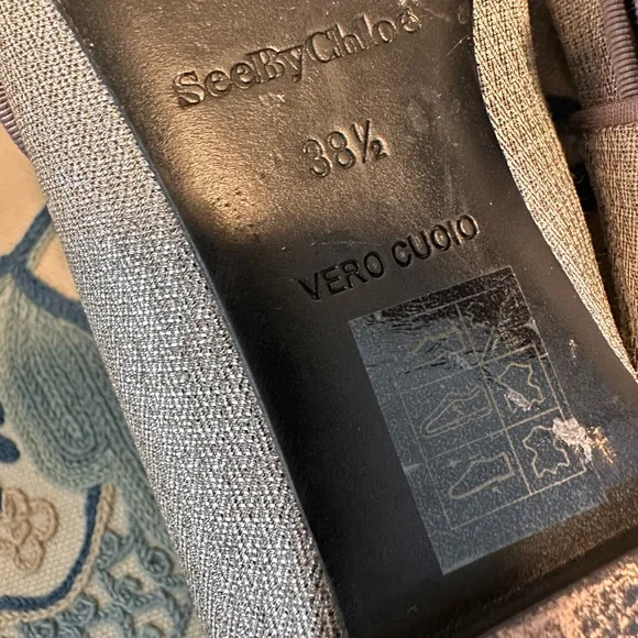 See by Chloé metallic and silver loafer with crystal embellishments.  Size 38.5 - Picture 8 of 9